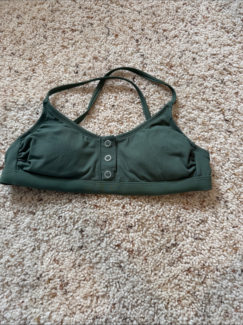 Olive Green Ribbed Strappy Bralette